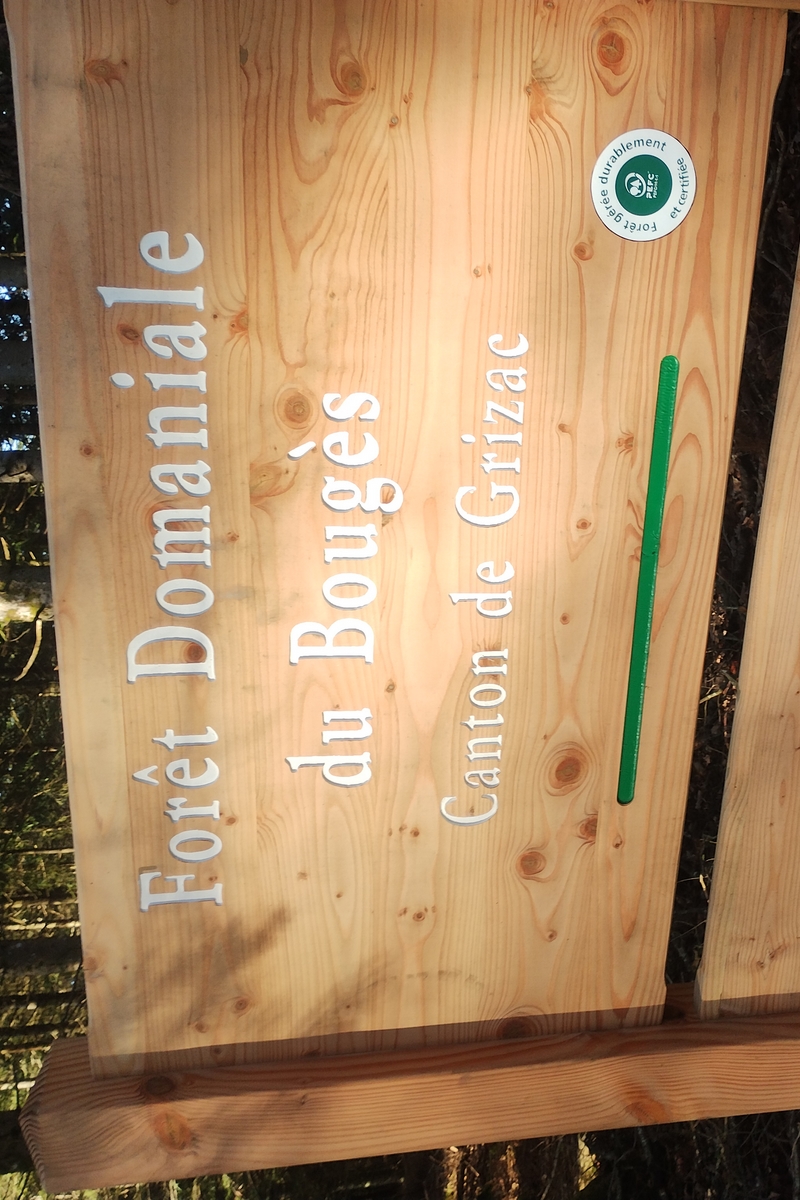 Le panneau de l'ONF indiquant qu'on est dans la forêt du Bougès