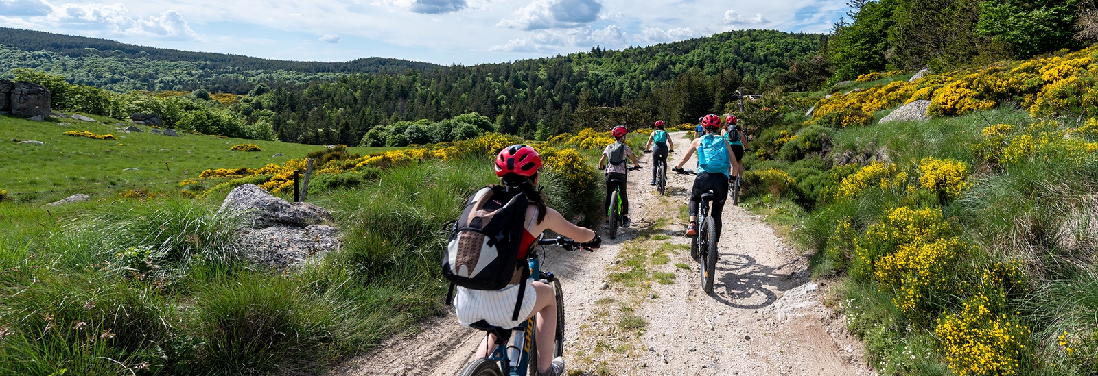 à VTT sur une piste dans les Cévennes, sur la GTMC
